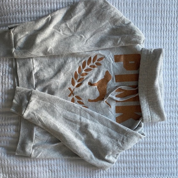 PINK Victoria's Secret Gray and Brown Cowl Neck Sweater - Picture 3 of 3